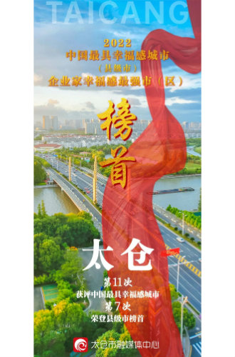 太仓第七次荣登“2022中国最具幸福感城市”县级市榜首 